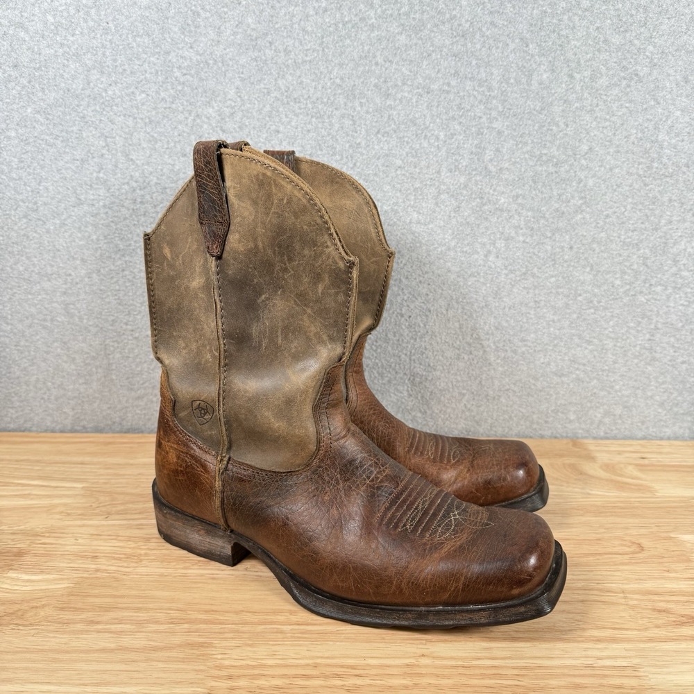 ARIAT Rambler Western Mens 10.5 Boots Earth Brown Bomber Square Toe 10002317